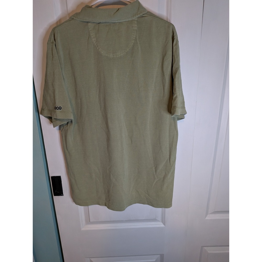 Izod Jeans Mens Sage Green Rock Washed Cotton Pique Polo Shirt Medium - Picture 2 of 5